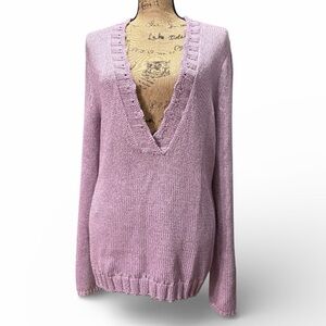 A Line EC Lavender Deep V-Neck Sweater. Size large